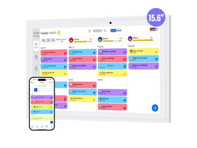 15.6 Inch Digital Calendar Wall Touch Screen, Electronic Family Calendar & Smart Chore Chart, Digital Wall Calendar for Family Planner Task.