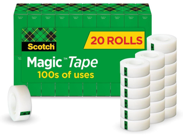 Magic Tape, Invisible, Home Office Supplies and Back to School Supplies for College and Classrooms, 20 Rolls (Pack of 6)