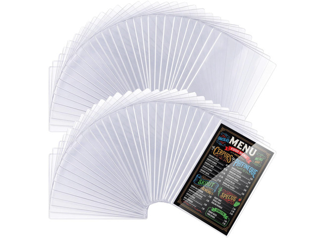 300 Pcs 8.5' x 14' Clear Plastic Menu Sleeves Covers Legal Size for Restaurant Menu Protector, 8.5' x 14' Rigid Print Protectors, Clear Hard...