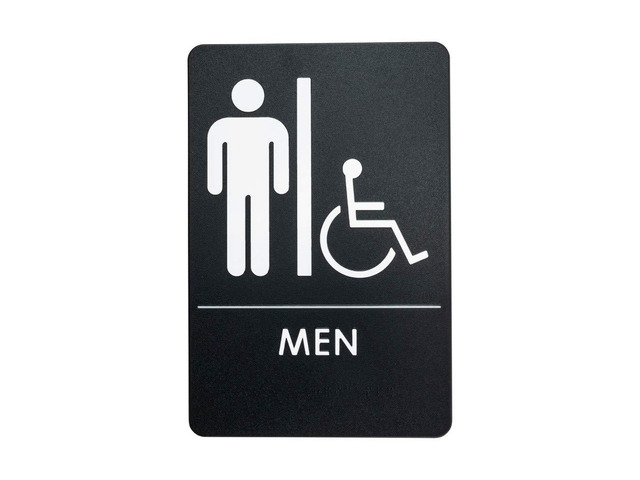Men's Handicap Restroom Sign ADA-Compliant Bathroom Door Sign for Office, Business, Restaurant, Made in USA, Pack of 24