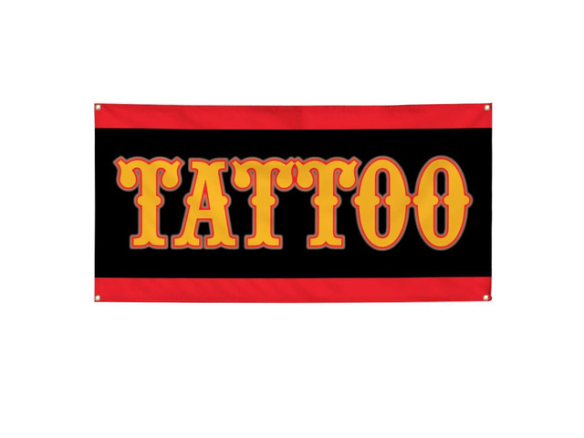 Vinyl Banner Multiple Sizes Tattoo Business C Business Outdoor Weatherproof Industrial Yard Signs Yellow 10 Grommets 60x144Inches