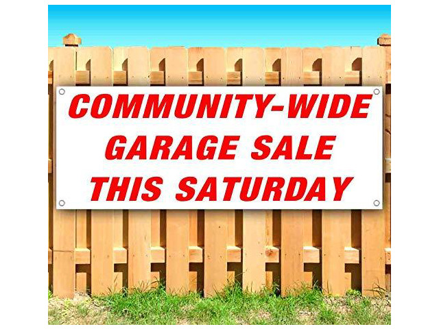 Community-Wide Garage Sale Banner 13 oz Non-Fabric Heavy-Duty Vinyl Single-Sided with Metal Grommets