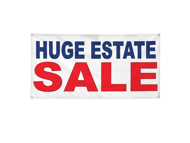Vinyl Banner Multiple Sizes Huge Estate Sale Red Blue Business Outdoor Weatherproof Industrial Yard Signs 10 Grommets 60x144Inches