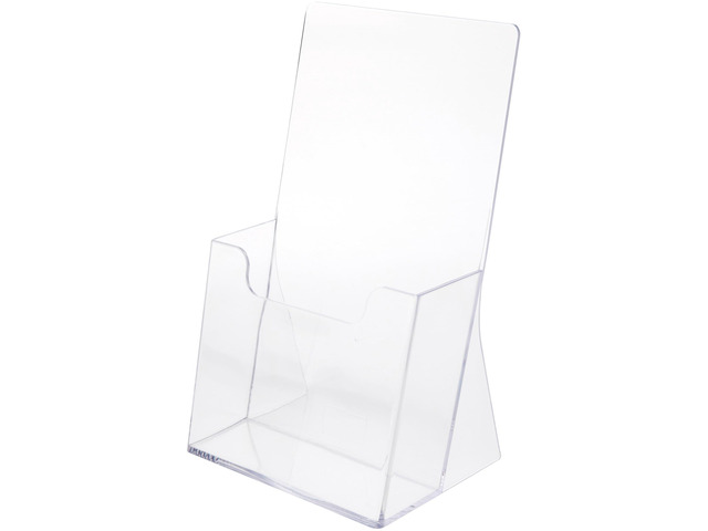 Clear Acrylic Tri-Fold Brochure Literature Holder (Countertop), Fits Documents Up to 4' Wide (24 Pack)