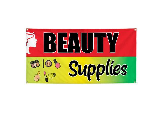 Vinyl Banner Multiple Sizes Beauty Supplies Advertising Printing A Business Outdoor Weatherproof Industrial Yard Signs Red 10 Grommets 60x144Inches