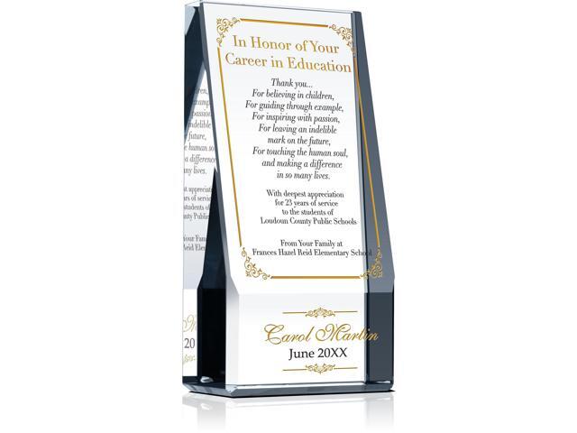 Personalized Crystal Teacher Retirement Gift Plaque Custom Engraved with Retirees Name & Date Elegant Farewell Award for Educators, Principals,...