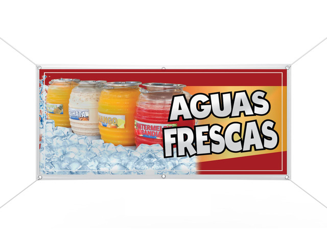 Aguas Frescas Vinyl Banner advertising Sign Full color indoor outdoor Homemade Waters Signs Horchata Signs Melon Sign (3' x 15')
