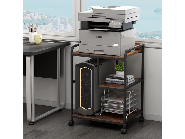 22 x 18 Inch Large Printer Stand, Mobile Printer Table with Wheels for Home Office Storage and Organization, PC Tower Stand, Host Computer Cart,...