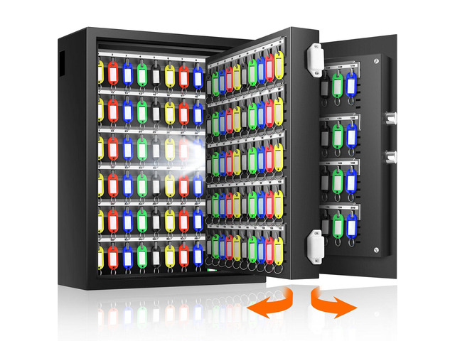 200 Keys Fireproof Key Safe with Hook Plates and Key Tags, Anti-Theft Key Lock Box Wall Mount with Combination Lock, Heavy Duty Key Box Key Cabinet...