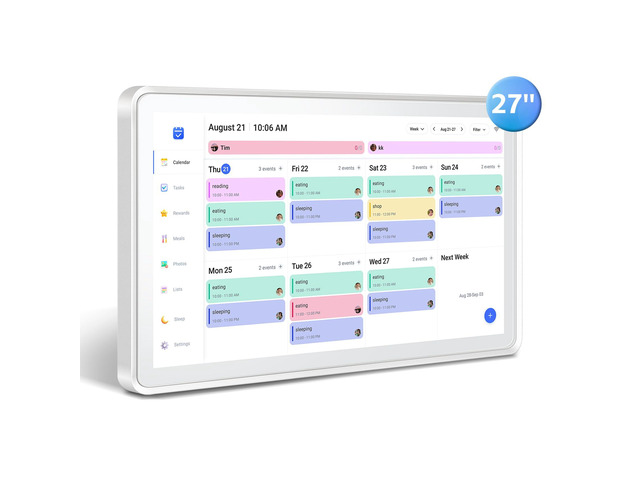 Digital Calendar 27', Electronic Calendar Wall Touch Screen Instant Phone Sync, Photo Gallery, Custom Lists, Task Charts, Family Calendar for...