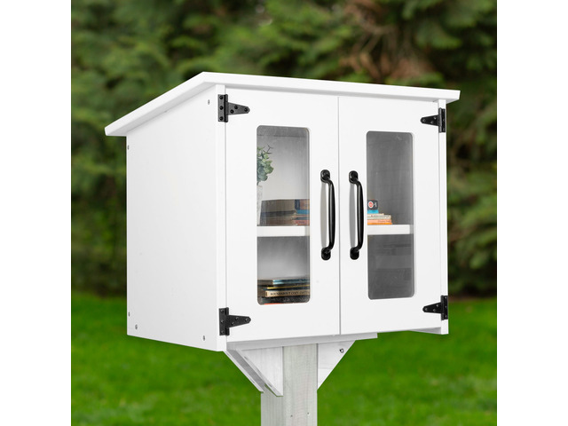 Library Box Outdoor, 22x14x19 White - Little Free Book Exchange Kit Composite, All Weather Material, HD Construction, For Neighborhood &...