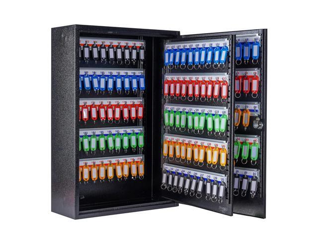 Key Box Wall Mount 200 Position Metal Valet Car Key Cabinet Lock Box with Key Tags, Vehicle Key Organizer Holder Lockbox, Black, 14.96' x 5.51' x...