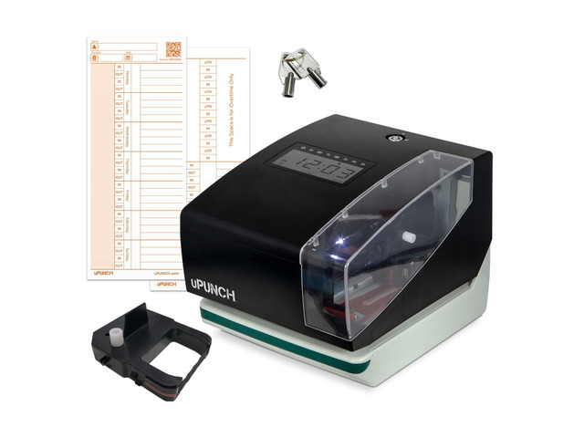 CR1000 Digital Time Clock and Date Stamp for Small Business: Complete Employee Time Tracking System with 50 Time Cards, Ribbon & Keys