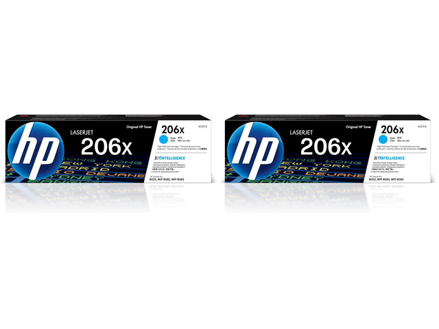 206X Cyan High-Yield Toner Cartridge Works with Color LaserJet Pro M255,MFP M282,M283 Series W2111X,(Pack of 2)