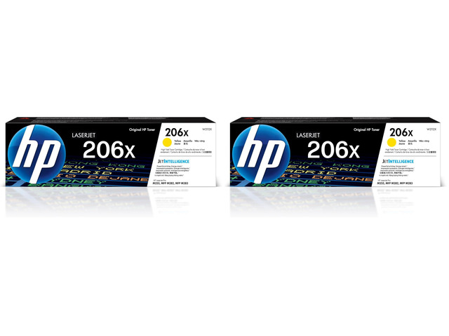 206X Yellow High-Yield Toner Cartridge Works with Color LaserJet Pro M255,MFP M282,M283 Series W2112X,(Pack of 2)