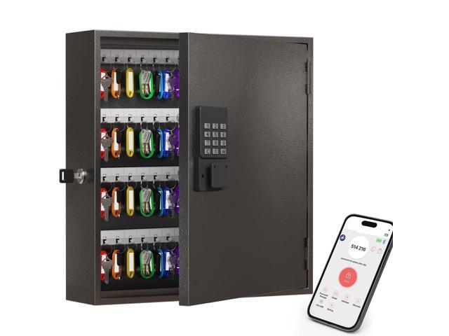 120-Key Smart Key Lock Box Wall Mounted Key Cabinet Organizer with App Access, One-Time Code, Bluetooth & WiFi Unlock (Sold Separately), Key.