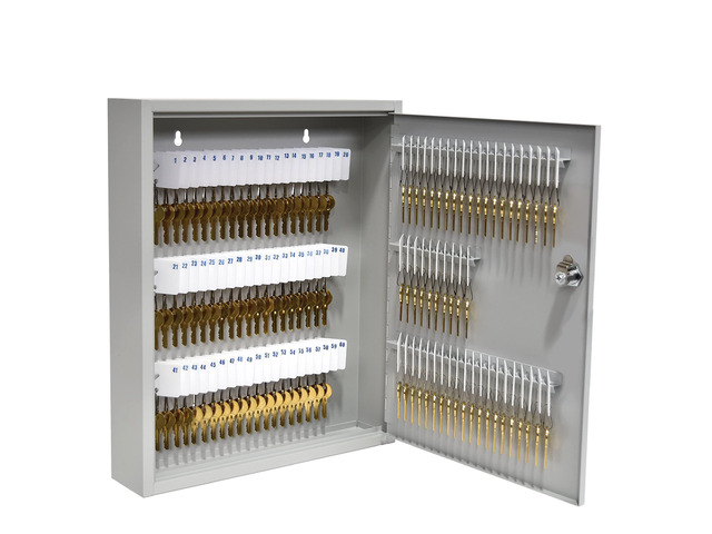 STEELMASTER 110 Key Cabinet Single Lock Key Box Welded Steel Scratch Resistant with Numbered Write-On Key Tags for Easy Identification 14W x 17H...