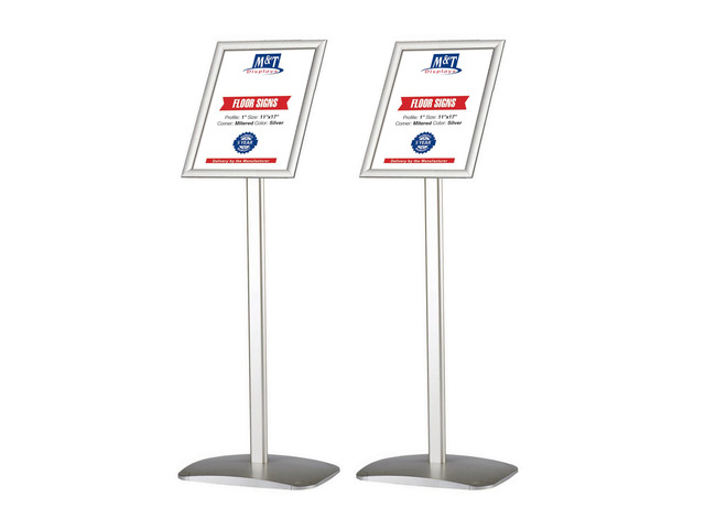 Advertising Restaurant Aluminum Sign Post, Silver A3 11x17 Inch Poster Size, Mitred Corner, Landscape and Portrait Use, Reusable and Durable...