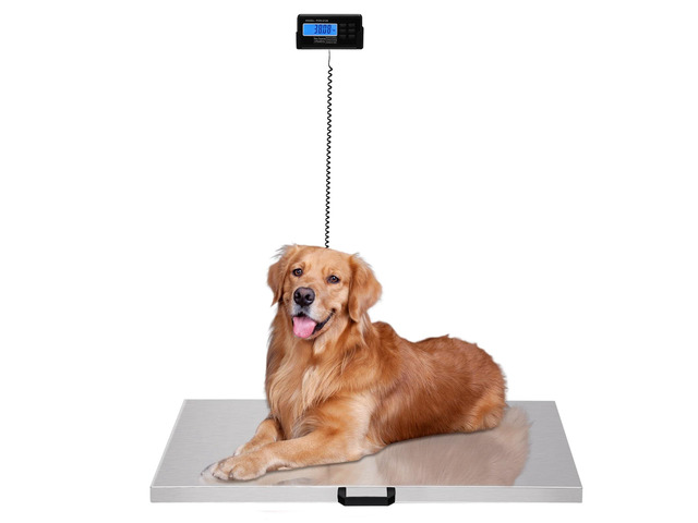 Digital Pet Scale for Dogs & Cats - 440lbs Stainless Steel Animal Scale with LCD Display, Shipping Scale with Tare Function - Accurate Weighing for...