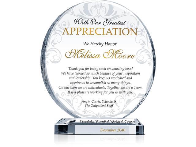 Personalized Boss Appreciation Gift Plaque, ized with Boss' Name and Your Name and Appreciation Message, Unique Boss Day, Birthday, Christmas Gift...