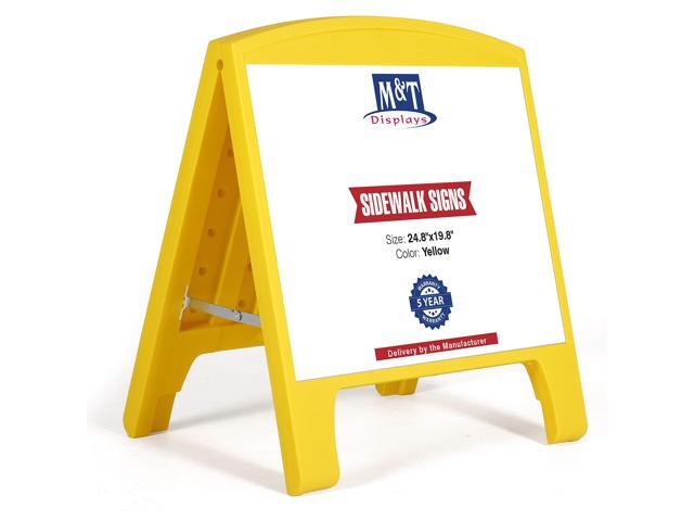 Mini Street SignPro Board, Yellow 24.80x19.76 Inch Weatherproof Sandwich Board A-Frame Sidewalk Curb Sign Holder Folding Double Sided Portable...