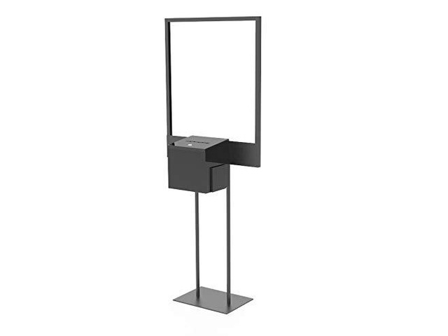 Stand, Bulletin Poster Donation Ballot Collection w/Metal Box 11063+10918-NEW-BLACK