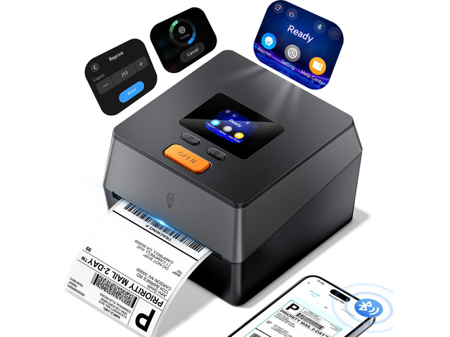 Shipping Label Printer with Touchable Screen & Built-in Label Bin 4x6 Bluetooth Thermal Label Printer, D420D Thermal Printers for Small Business,...