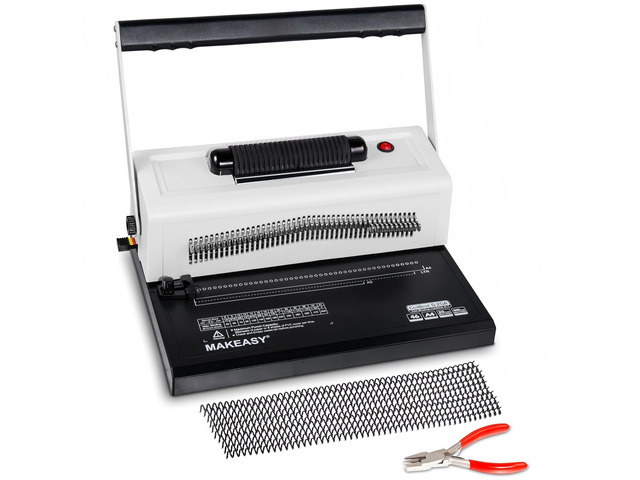 Spiral Coil Binding Machine with 46 Fully Disengaging Pins - 4:1 Pitch - Electric Coil Inserter - Adjustable Side Margin, Comes with Free 1 Box...
