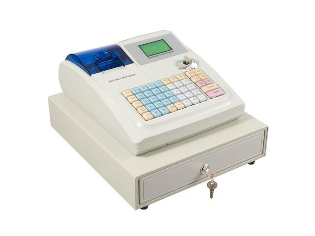 Cash Register POS System,48 Key ECR Cash Register for Small Businesses,Cash Counter Machine with Drawer & Thermal Print Head,8 Digital Display...