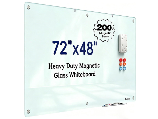 Magnetic Glass Dry Erase Board - 72'' x 48'' Whiteboard White Writing Board Nano-Coated Tempered Glass Marker for Wall Office School and Home
