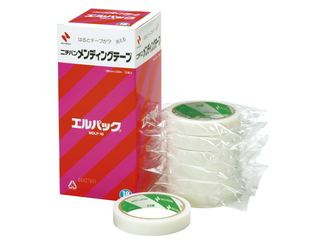 Nichiban MDLP-18 Mending Tape Large Roll, El Pack, 0.7 inches (18 mm) x 98.4 ft (30 m), 12 Rolls