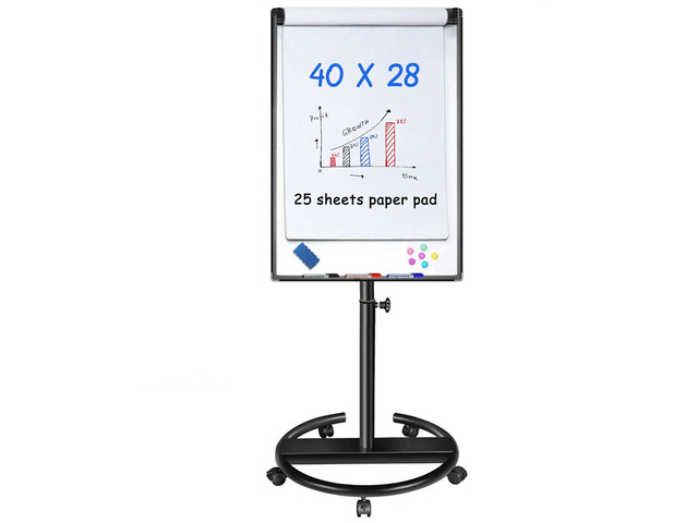 Mobile Dry Erase Board 40x28 inches Magnetic Portable Whiteboard Stand Easel White Board Flipchart Easel Board with 25 Sheets Paper Pad