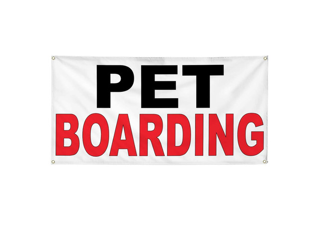Vinyl Banner Multiple Sizes Pet Boarding Black Red Business Outdoor Weatherproof Industrial Yard Signs 10 Grommets 60x144Inches