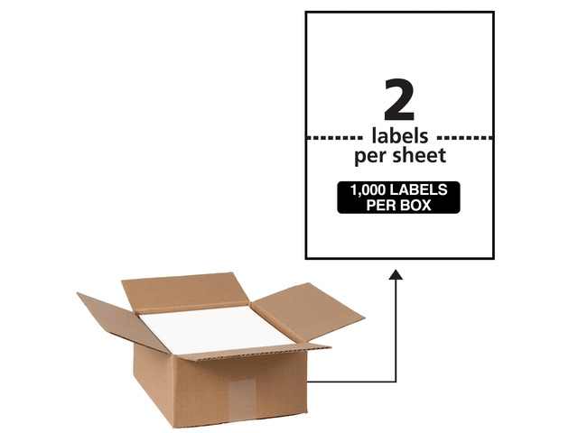 Waterproof Labels, Ultrahold Adhesive, 5.5' x 8.5', Case of 1,000 Labels for Laser Printers (95526)