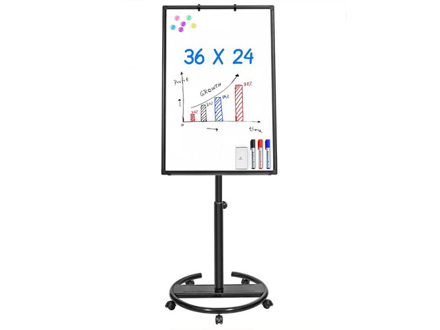 Mobile Whiteboard 36 x 24 inches Portable Magnetic Dry Erase Board, 3' x 2' Stand Easel White Board Dry Erase Easel Standing Board w/Flipchart...