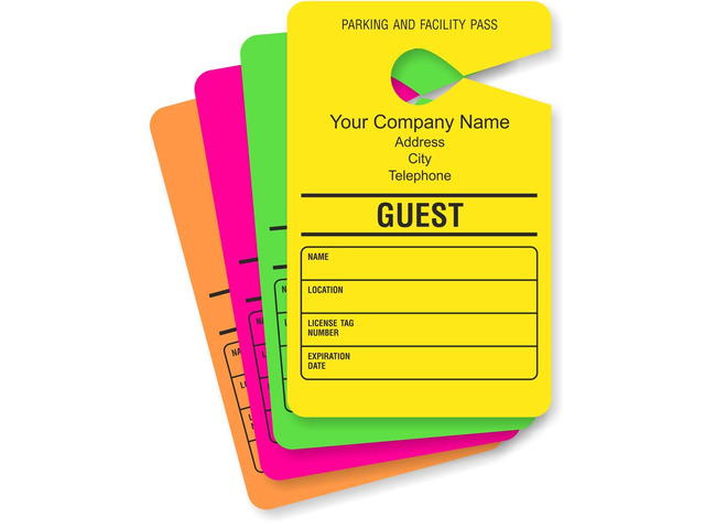 (Pack of 50) Custom Guest - Add Your Address and Number Mirror Hang Tags 3.5' x 5.5' Paper, Temporary Car Parking Pass, Double - Sided...