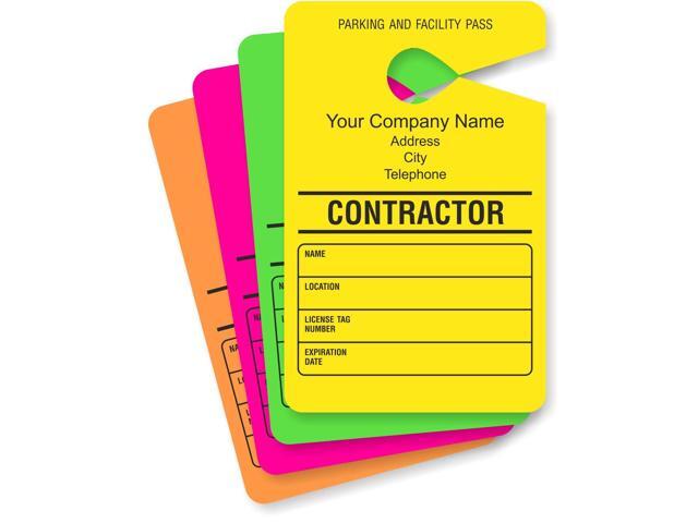 (Pack of 50) Custom Contractor - Add Your Address and Number Mirror Hang Tags 3.5' x 5.5' Paper, Temporary Car Parking Pass, Double - Sided...