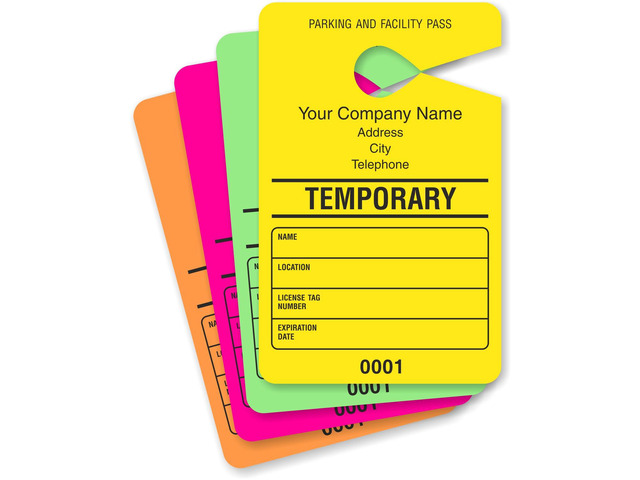 (Pack of 50) Custom Temporary - Add Your Address and Number Mirror Hang Tags 3.5' x 5.5' Paper, Car Parking Pass, Double - Sided Multicolor, Made...