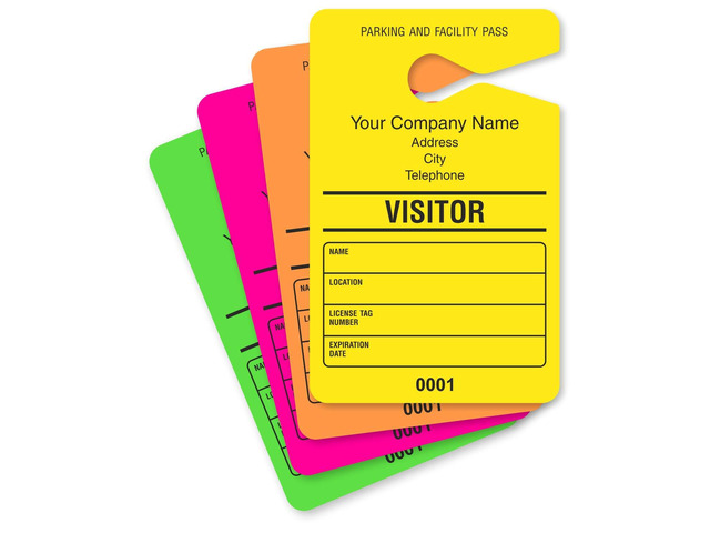 (Pack of 50) Custom Visitor - Add Your Address and Number Mirror Hang Tags 3.5' x 5.5' Paper, Car Parking Passes, Double - Sided Multicolor, Made...