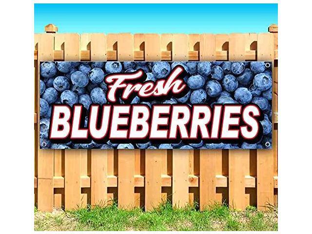 Fresh Blueberries Banner 13 oz Non-Fabric Heavy-Duty Vinyl Single-Sided with Metal Grommets