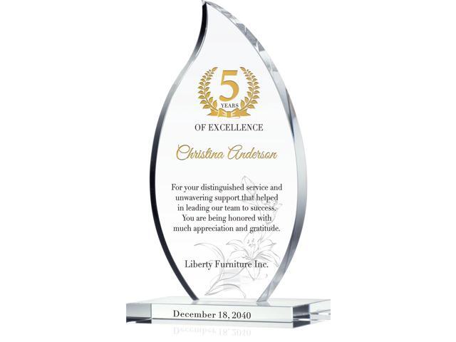 Personalized Crystal Flame Shaped Employee Recognition Award Custom Engraved Corporate Service Trophy with Name & Date for 5, 10, 15, 20+ Year...