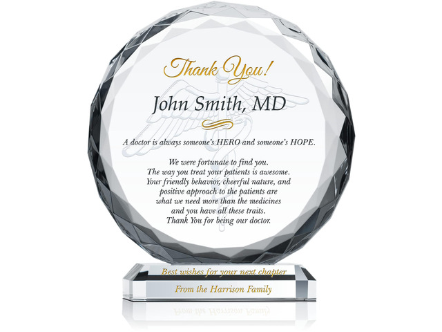 Custom Crystal Doctor Appreciation Gift Plaque from Patient, Personalized with Doctor Name and Personal Message, Unique Thank You Gift or...