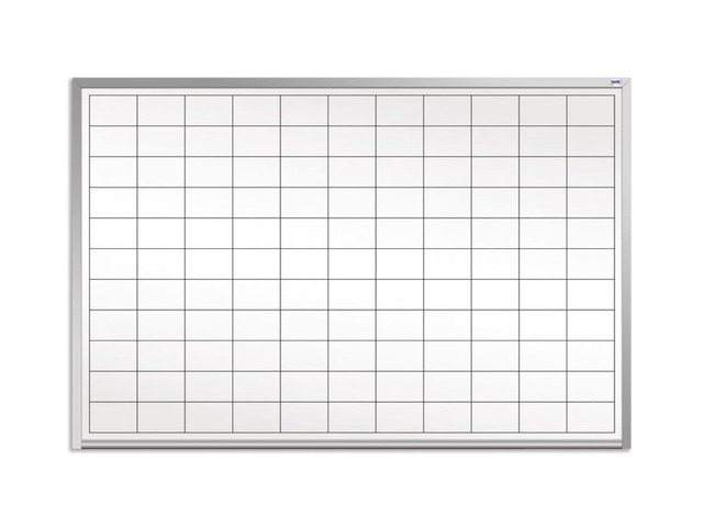 Opti-Print 3' W x 2' T Dry Erase Whiteboard with 2' x 3' Grid Pattern & Magnetic Receptive Surface, Mitered Anodized Aluminum Frame & Full-Length Tray