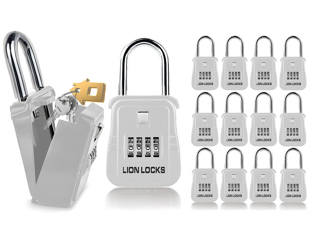 1500 Key Lock Box with Code, Lockbox for Keys Outdoor, Realtor Lock Box for Short-Term Rentals, Holds 5 Keys (12 Pack, White)