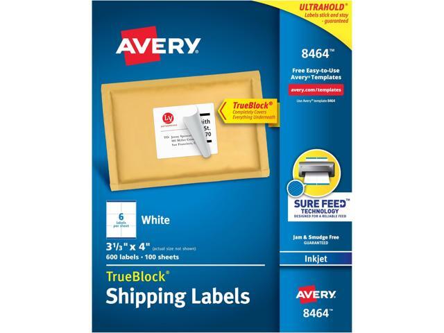 Printable Shipping Labels, Sure Feed Technology, 3-1/3' x 4', White, 600 Blank Mailing Labels (8464) (Pack of 5)