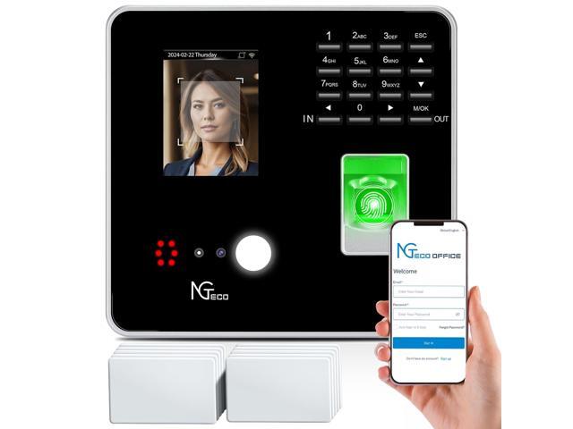 Cloud-Based Time Clock for Small Business, 2.4GHz WiFi Attendance Machine with Remote Access, Free Software & iOS/Android App, Employee Punch Card.