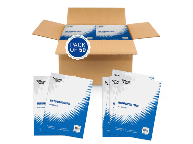 80 Ct. Multipurpose Paper 8.5 X 11 Inch, Pack Of 50, Bright White Paper, Office Supplies, Copy Printer Paper
