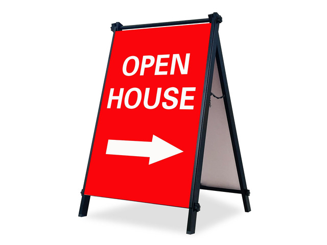 24x36' Premium Heavy-Duty A-Frame Sign Stand Holds 2 Insert Boards + 1 Hanging Sign Weatherproof Sidewalk Sign Holder for Business, Real Estate,...