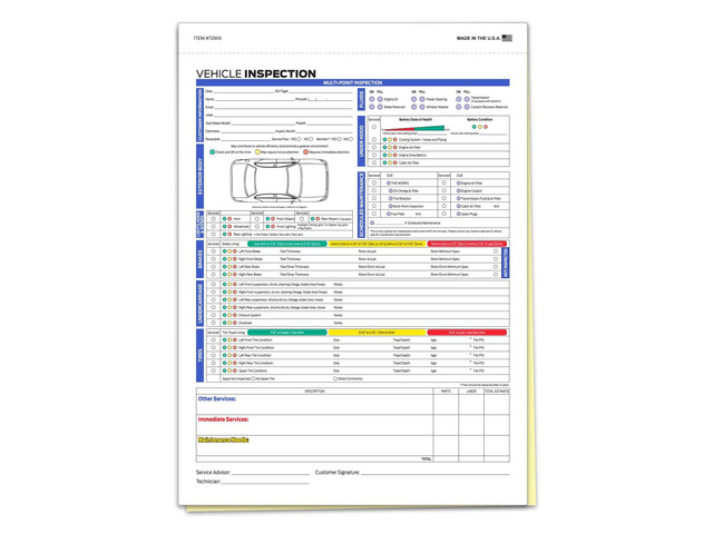 Multi-Point Vehicle Inspection Form F Series, 2-Part Carbonless, 1000 Pack 8.5 x 11.75 inch snap-out forms designed for F Series multi-point...