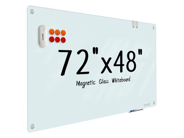 Glass Whiteboard - Glass Dry Erase Board 48' x 72' Magnetic White Board Writing Board White Boards for Walls Wall Office Home